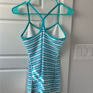 SOLD!! LululemonTurquoise & White Striped Racerback Tank